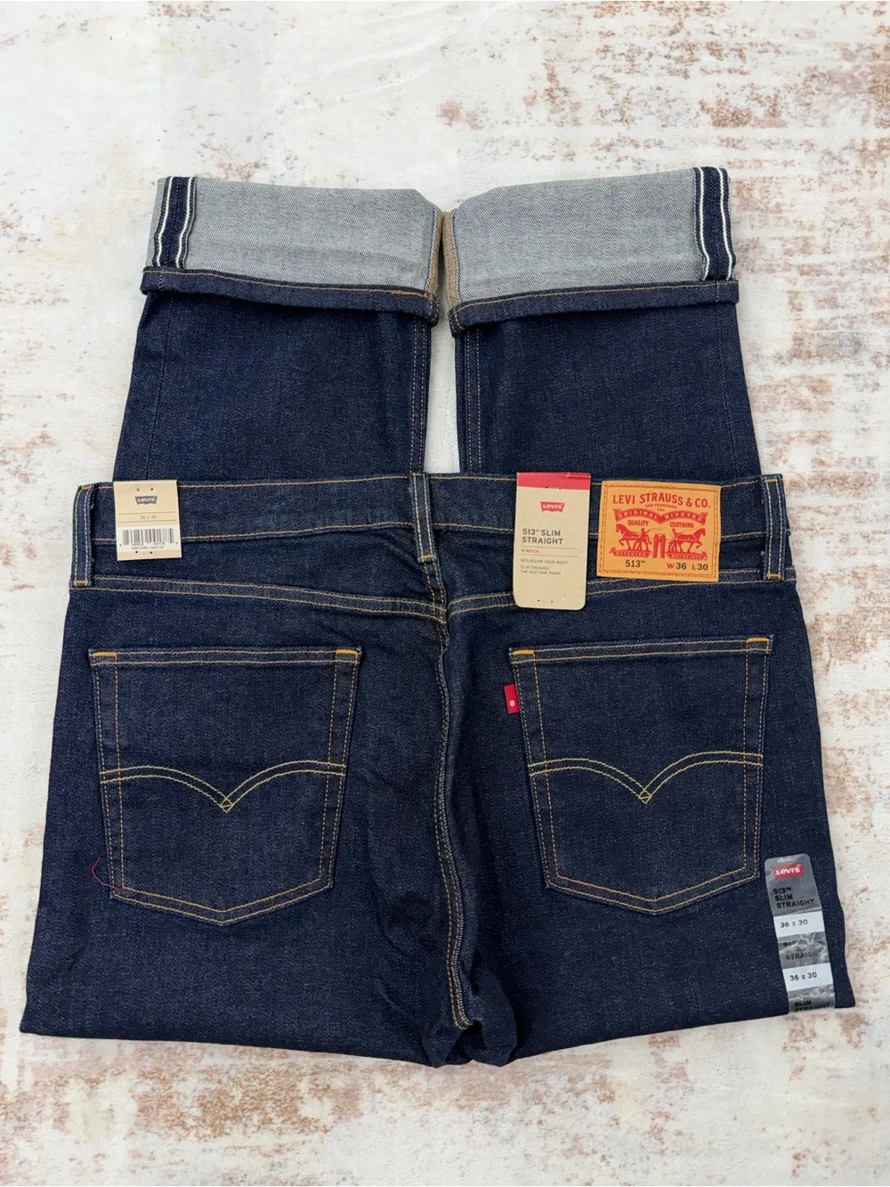 NWT Levi's Men's 513 Slim Straight Selvedge Stretch Jeans 36x30